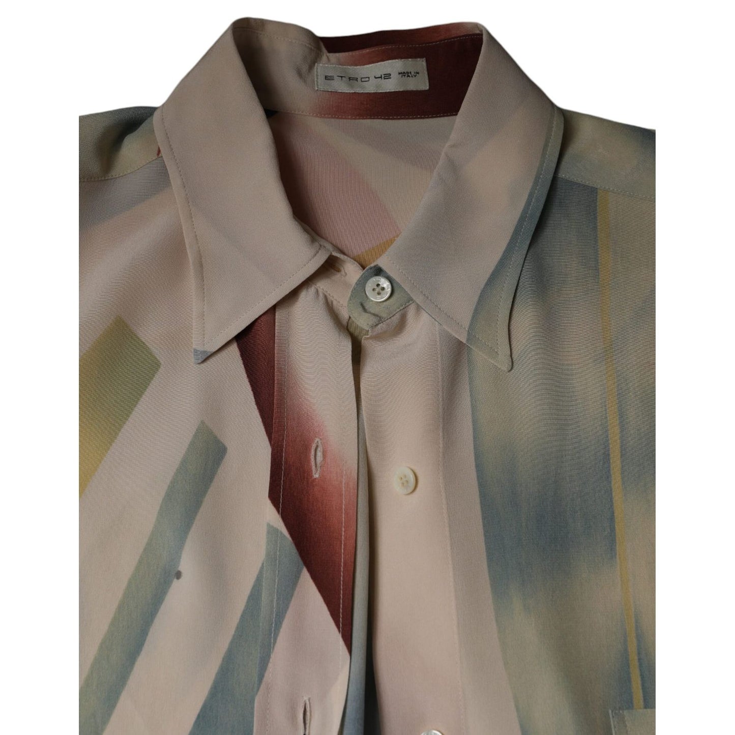 Etro Beige Printed Collared Buttoned Long Sleeves Blouse Top Etro