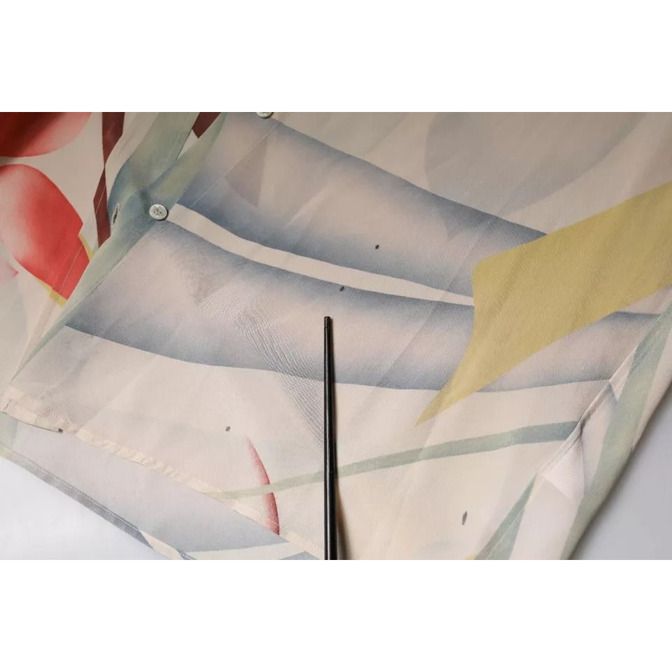 Etro Beige Printed Collared Buttoned Long Sleeves Blouse Top Etro