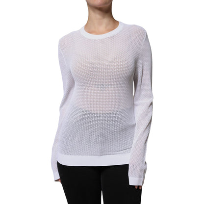 Dolce & Gabbana White Mesh See Through Long Sleeves Top