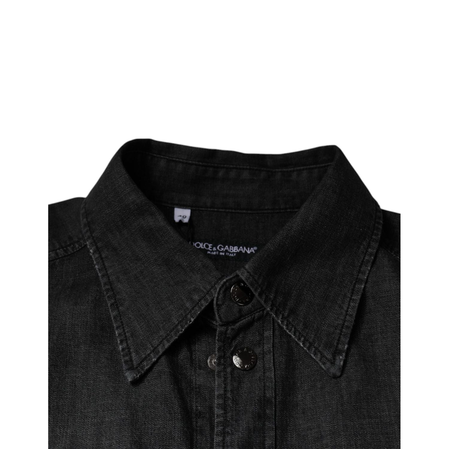 Dolce & Gabbana Black Logo Cotton Button Down Denim Shirt