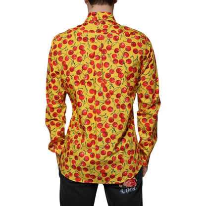 Dolce & Gabbana Yellow Cherry Cotton MARTINI Dress Shirt