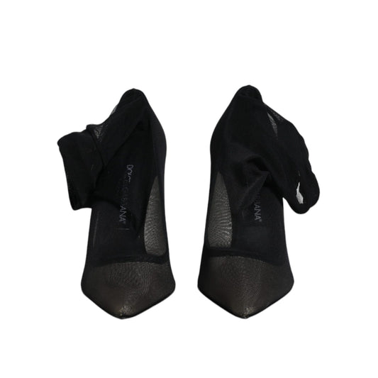 Dolce & Gabbana Black Viscose Mesh Sock Style Boots Shoes