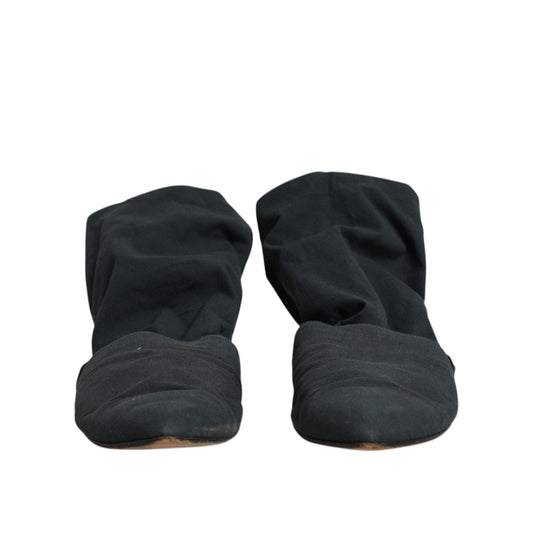 Dolce & Gabbana Green Cotton Sock Style Ankle Boots Shoes