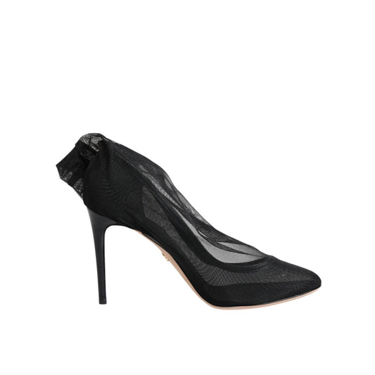 Dolce & Gabbana Black Nylon Mesh Sock Style Boots Shoes
