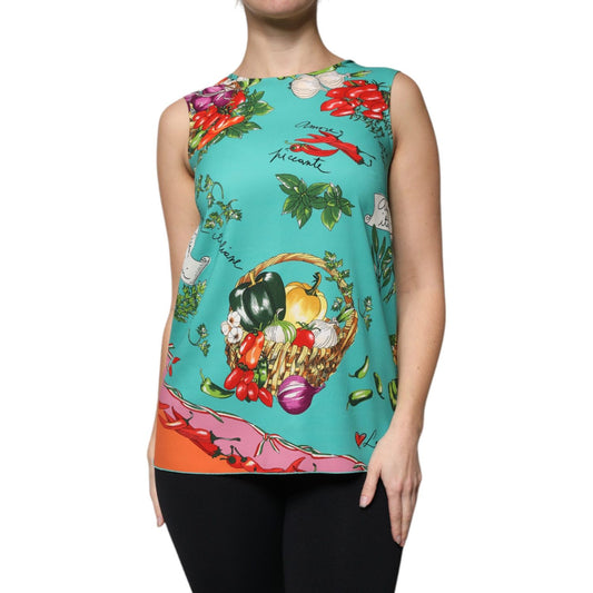 Dolce & Gabbana Multicolor Vegetables Sleeveless Tank Top