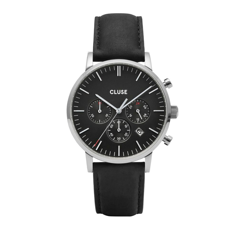 Cluse Black Leather Dress Watch Cluse