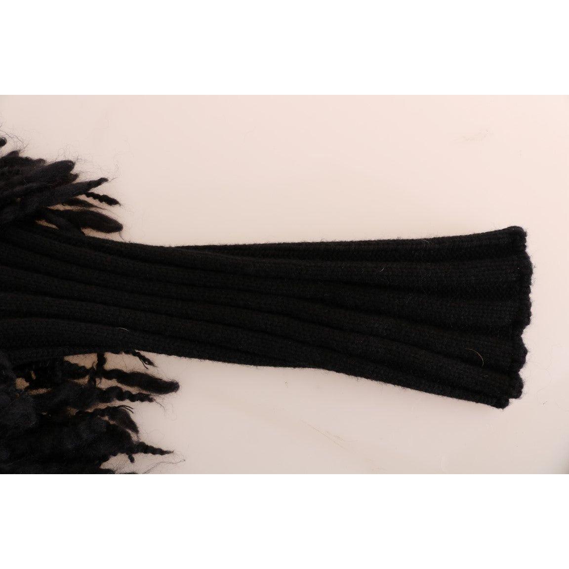 Dolce & Gabbana Black Fringes Wool Pullover Sweater