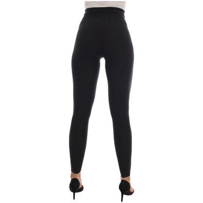 Dolce & Gabbana Gray Cashmere Ribbed Stretch Tights