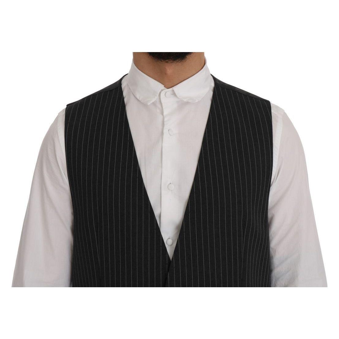 Dolce & Gabbana Elegant Gray Striped Vest Waistcoat Dolce & Gabbana