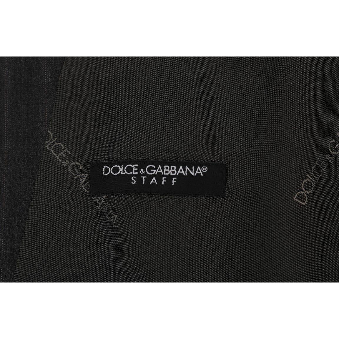 Dolce & Gabbana Elegant Gray Striped Single Breasted Vest Dolce & Gabbana