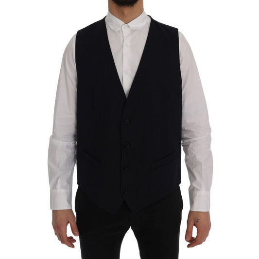 Dolce & Gabbana Blue STAFF Wool Stretch Vest 1728,3% Elastane,67345645728,Blue,Clothing,Dolce & Gabbana,IT54 | XXL,Jackets & Coats - Clothing,Material: 97% Wool,Men,Men - Clothing,New with tags,Sleveless Jacket - Jackets & Coats - Clothing,Suits & Blazers
