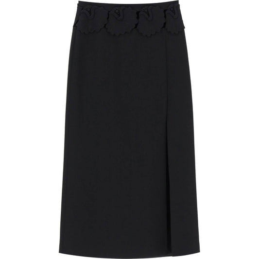 Valentino Garavani "mid-length wool and silk skirt with floral appliqué Skirts Valentino Garavani