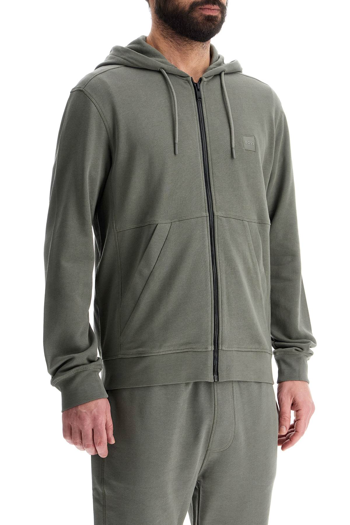 Boss regular fit gray zip-up hoodie Topwear Boss