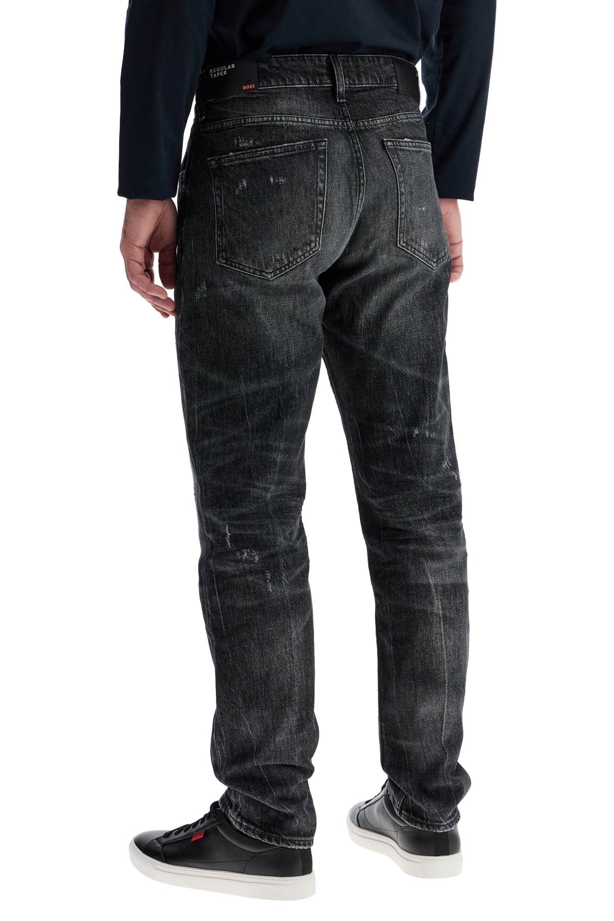 Boss regular taper jeans mid rise charcoal cotton elastane Jeans Boss