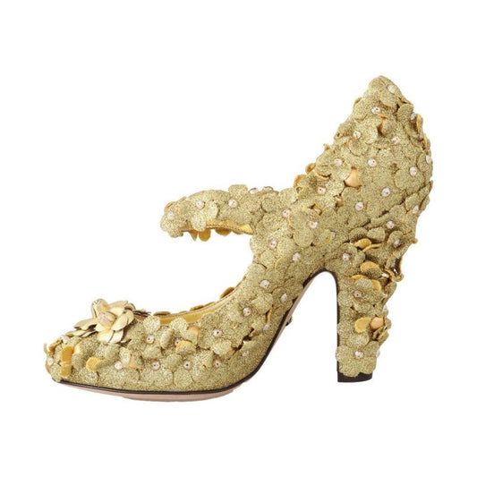 Dolce & Gabbana Gold Floral Crystal Embellished Pumps Dolce & Gabbana