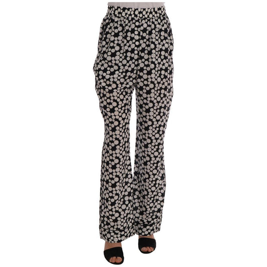 Dolce & Gabbana Black White Polka Dottes Silk Pants Dolce & Gabbana
