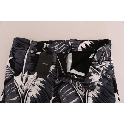 Dolce & Gabbana Gray Banana Leaf Cotton Pants