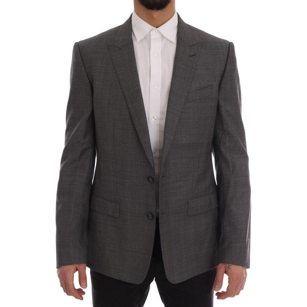 Dolce & Gabbana Sleek Gray Checkered Wool Blazer Dolce & Gabbana