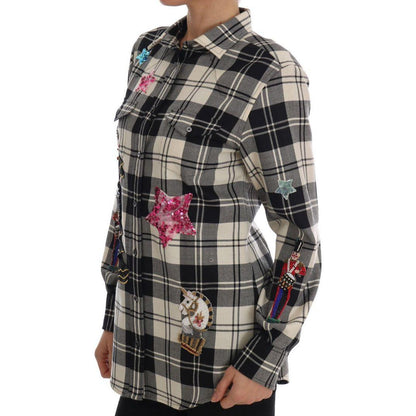 Dolce & Gabbana Black White Fairy Tale Crystal Shirt