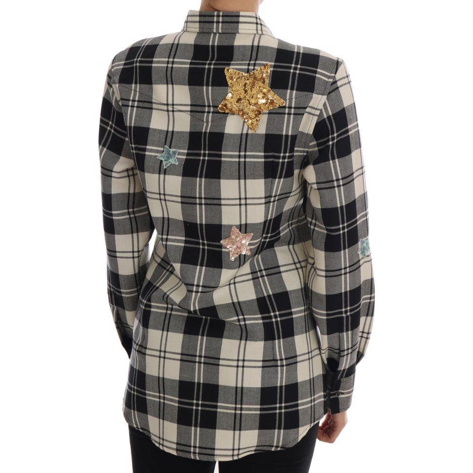 Dolce & Gabbana Black White Fairy Tale Crystal Shirt