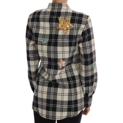 Dolce & Gabbana Black White Fairy Tale Crystal Shirt