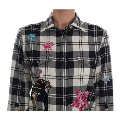 Dolce & Gabbana Black White Fairy Tale Crystal Shirt