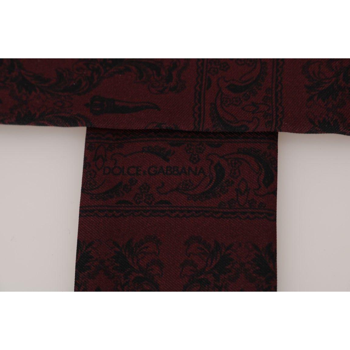 Dolce & Gabbana Bordeaux Silk Crown Chili Scarf