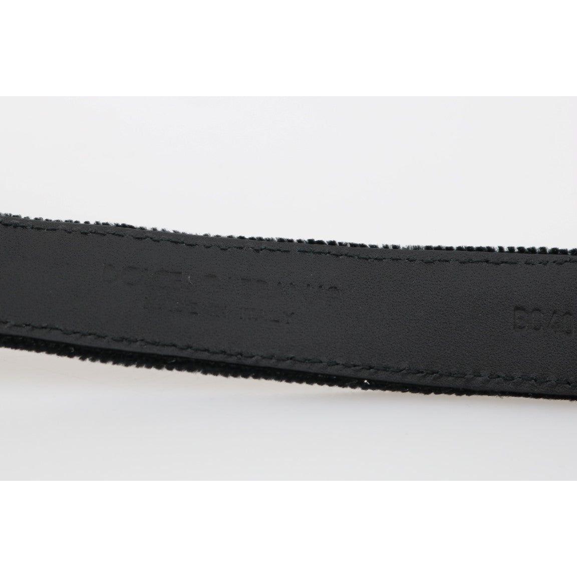 Dolce & Gabbana Black Cotton Royal Bee Embroidery Belt