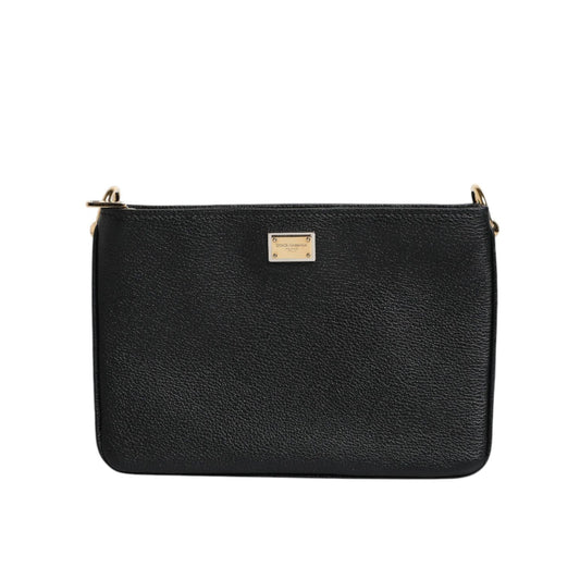 Dolce & Gabbana Black Grain Leather Logo Plaque Clutch Bag 1728,67345645728,Bags,Black,Clutch Bags - Bags,Clutch Bags - Women - Bags,Dolce & Gabbana,Material: 100% Leather,Preowned / Defect,Women,Women - Bags