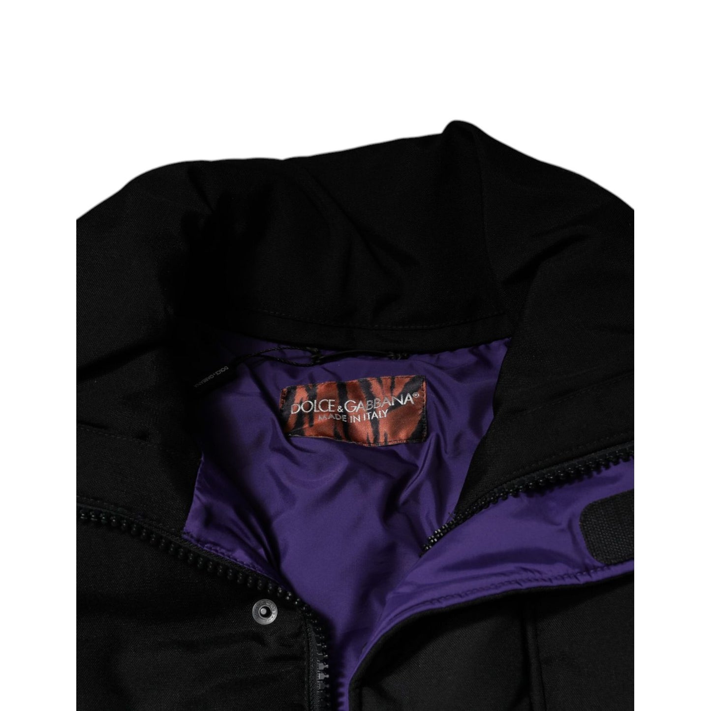 Dolce & Gabbana Black Nylon Puffer Men Full Zip Jacket