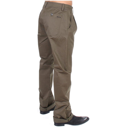 GF Ferre Green Cotton Stretch Comfort Fit Pants