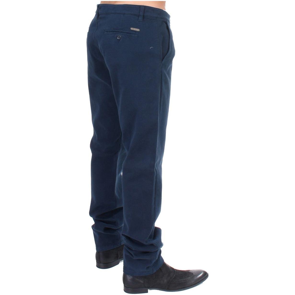 GF Ferre Elegant Blue Cotton Stretch Chinos GF Ferre