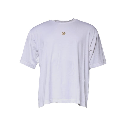 Dolce & Gabbana White DG Logo Crew Neck Short Sleeve T-shirt