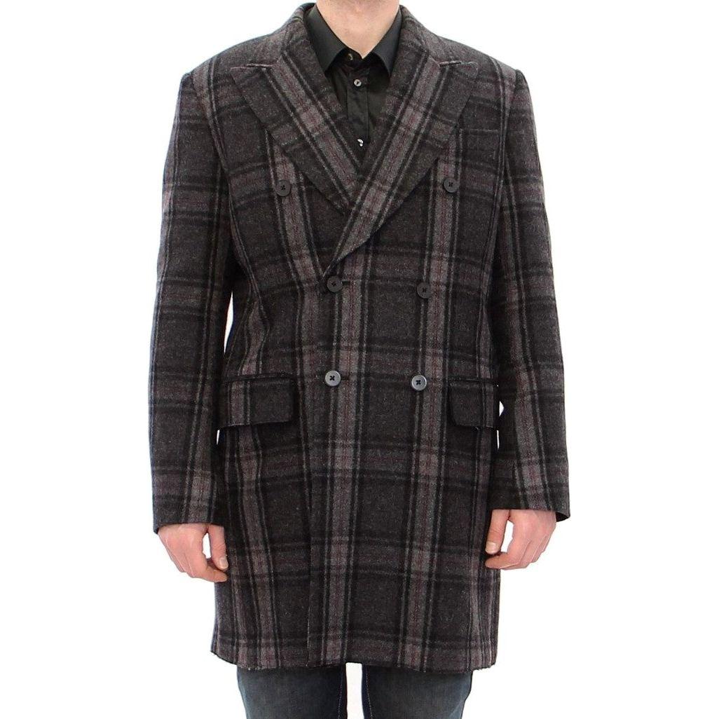 Dolce & Gabbana Gray Double Breasted Coat Jacket