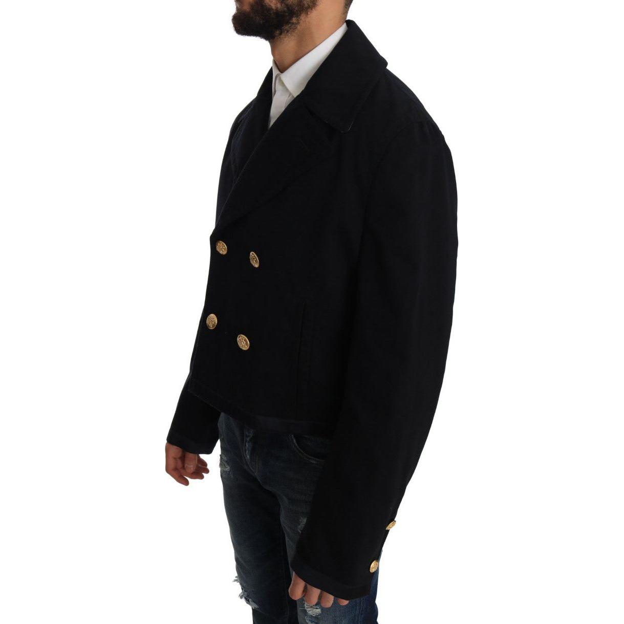 Dolce & Gabbana Elegant Dark Blue Trench Coat Jacket Dolce & Gabbana