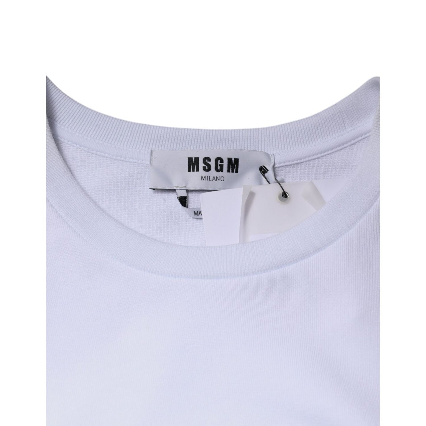 MSGM White Cotton Belted Long Sleeves Crew Neck Mini Dress MSGM
