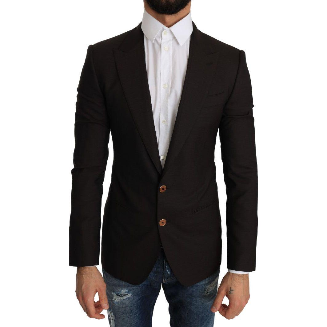 Dolce & Gabbana Sleek Slim Brown Virgin Wool Blazer Jacket Dolce & Gabbana