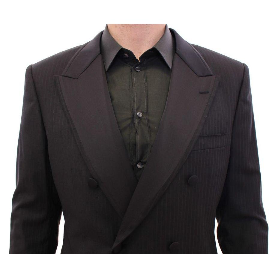 Dolce & Gabbana Elegant Black Striped Wool-Silk Blend Suit Dolce & Gabbana