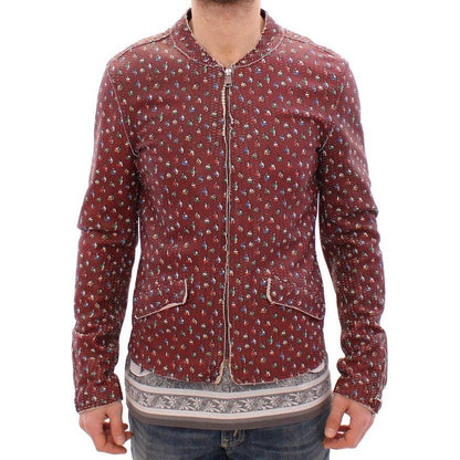 Dolce & Gabbana Bordeaux Leather Boxer Print Jacket Coat
