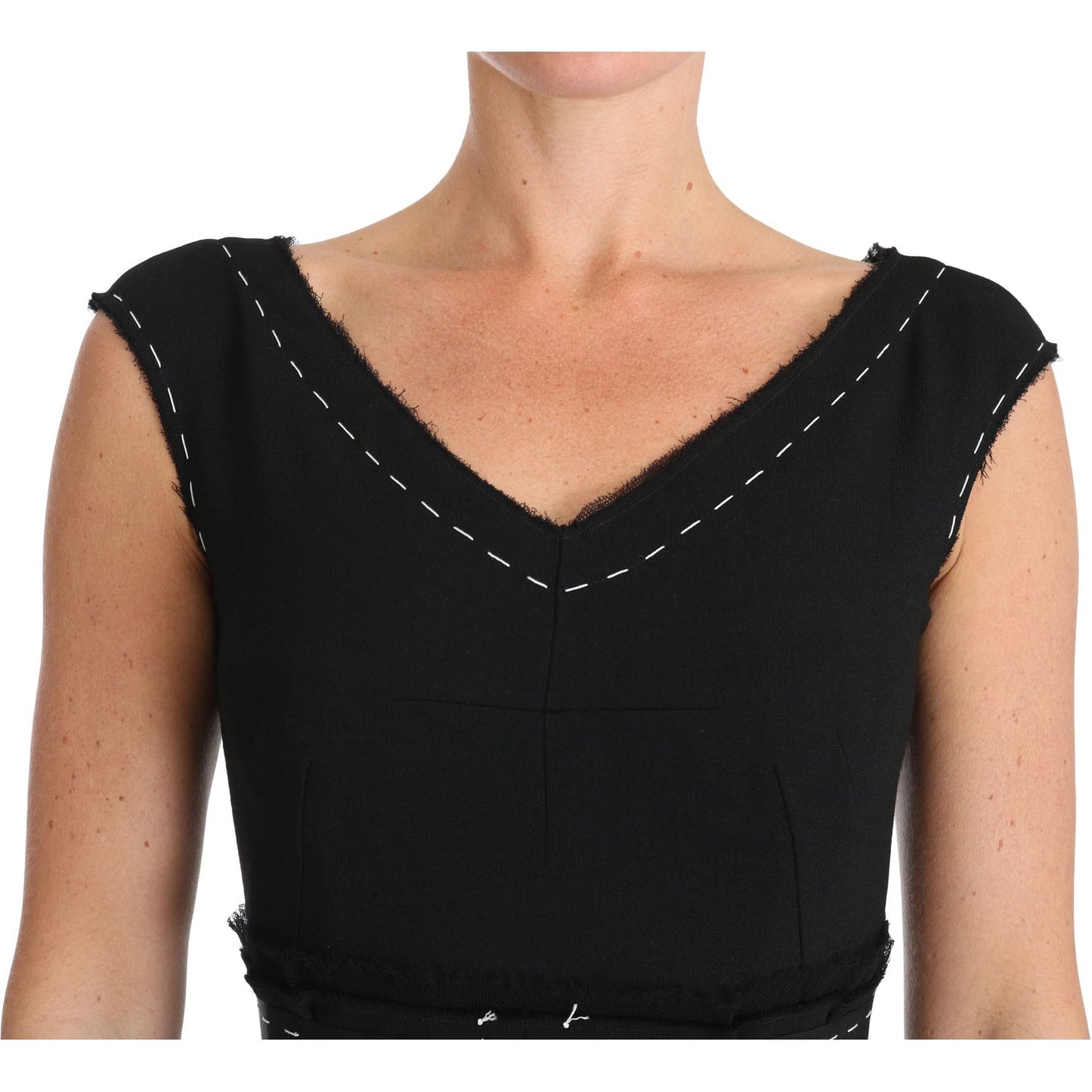 Dolce & Gabbana Black Wool Stretch A-line Sheath Dress
