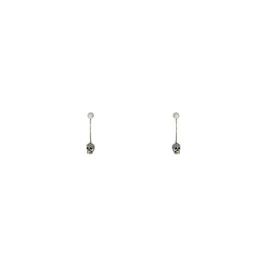 Alexander Mcqueen skull earrings with pavé and chain Jewellery Alexander Mcqueen