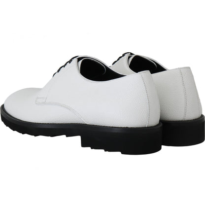 Dolce & Gabbana White Leather Derby Dress Formal Shoes