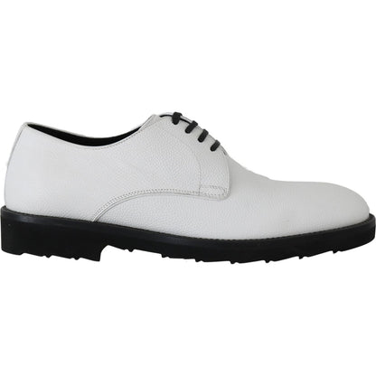 Dolce & Gabbana White Leather Derby Dress Formal Shoes