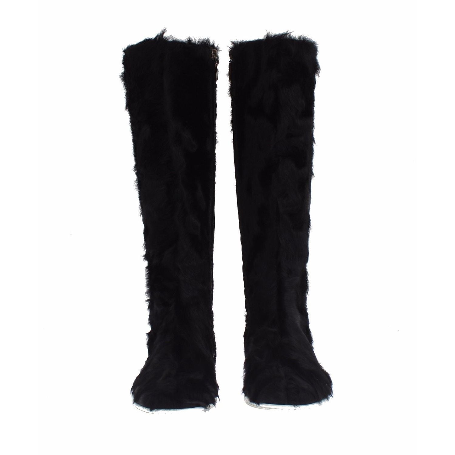 Dolce & Gabbana Black Xiangao Lamb Fur Leather Boots