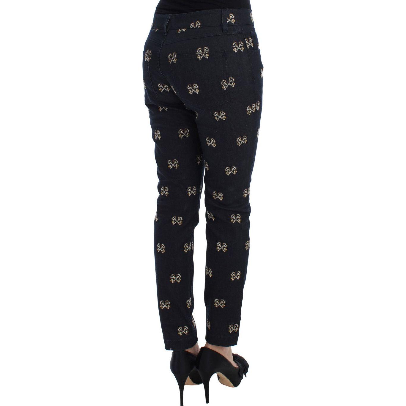 Dolce & Gabbana Blue Key Embroidered Slim Fit KATE Jeans
