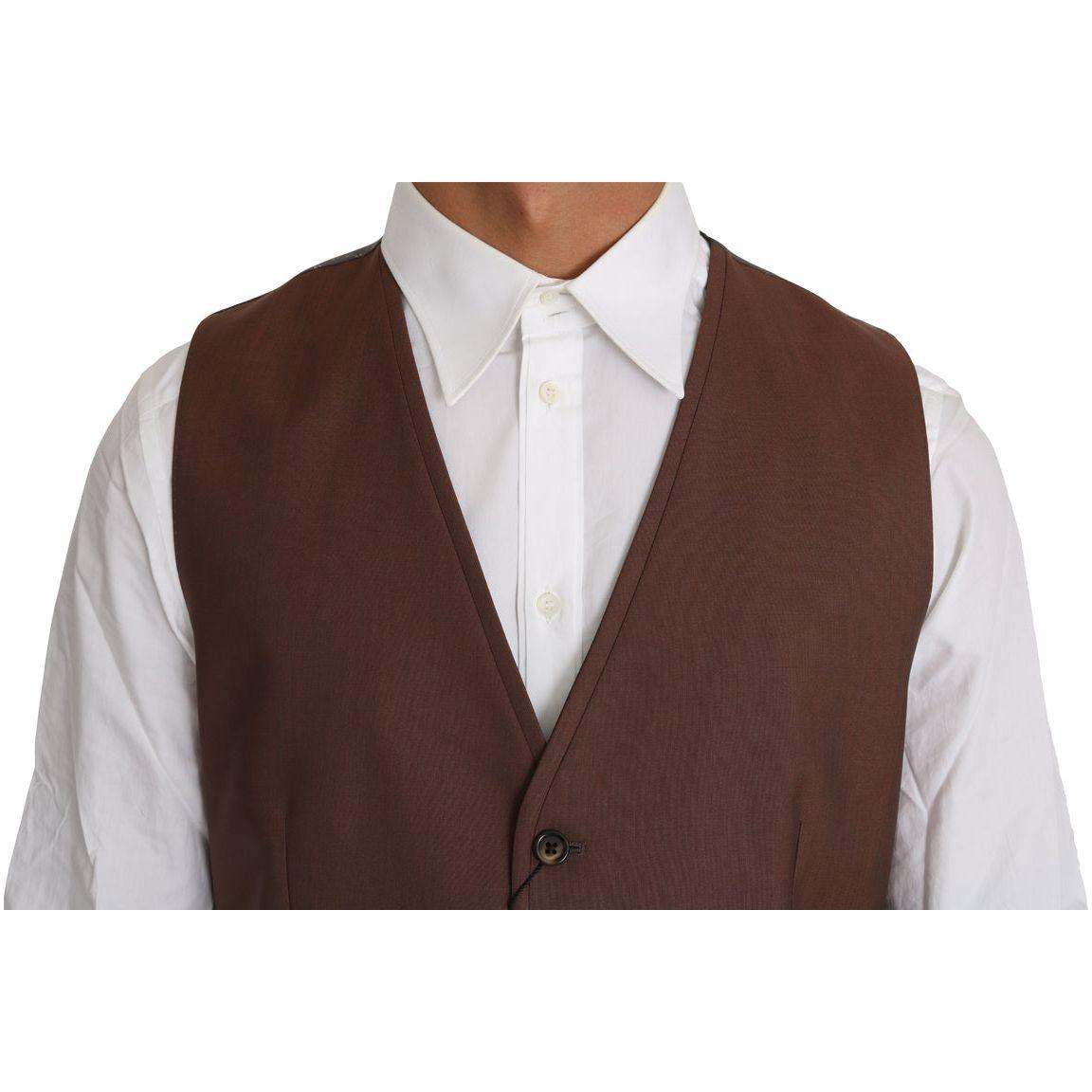 Dolce & Gabbana Sleek Bronze & Gray Formal Vest Slim Fit Dolce & Gabbana