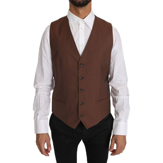 Dolce & Gabbana Sleek Bronze & Gray Formal Vest Slim Fit Dolce & Gabbana