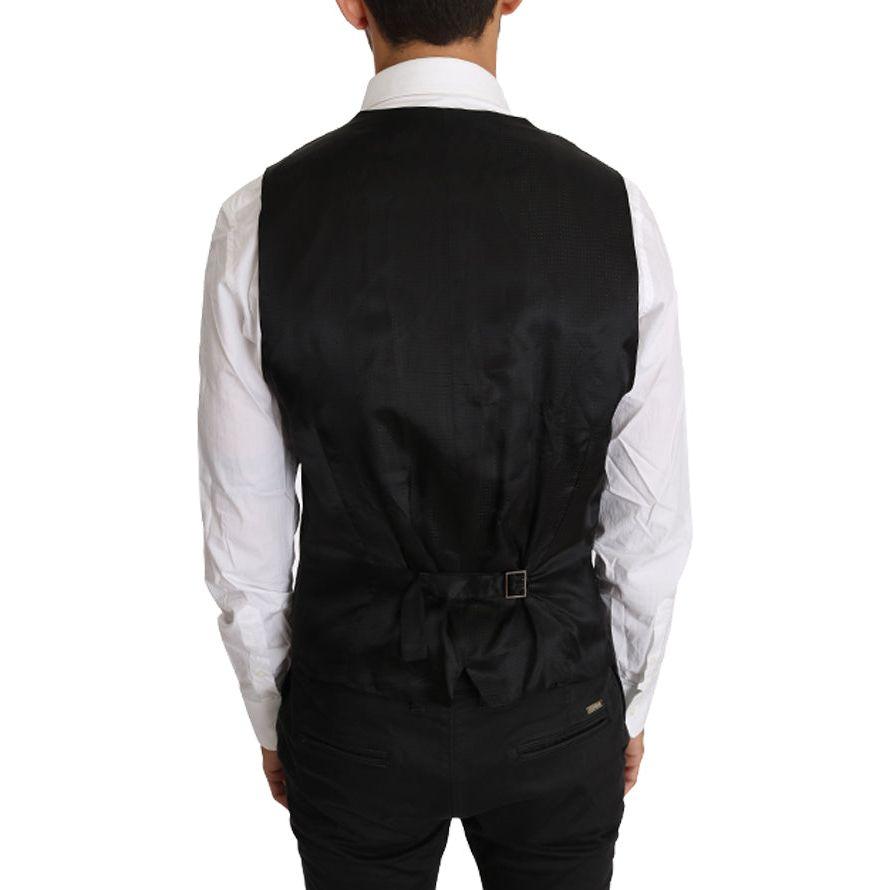 Dolce & Gabbana Gray Solid 100% Wool Waistcoat Vest
