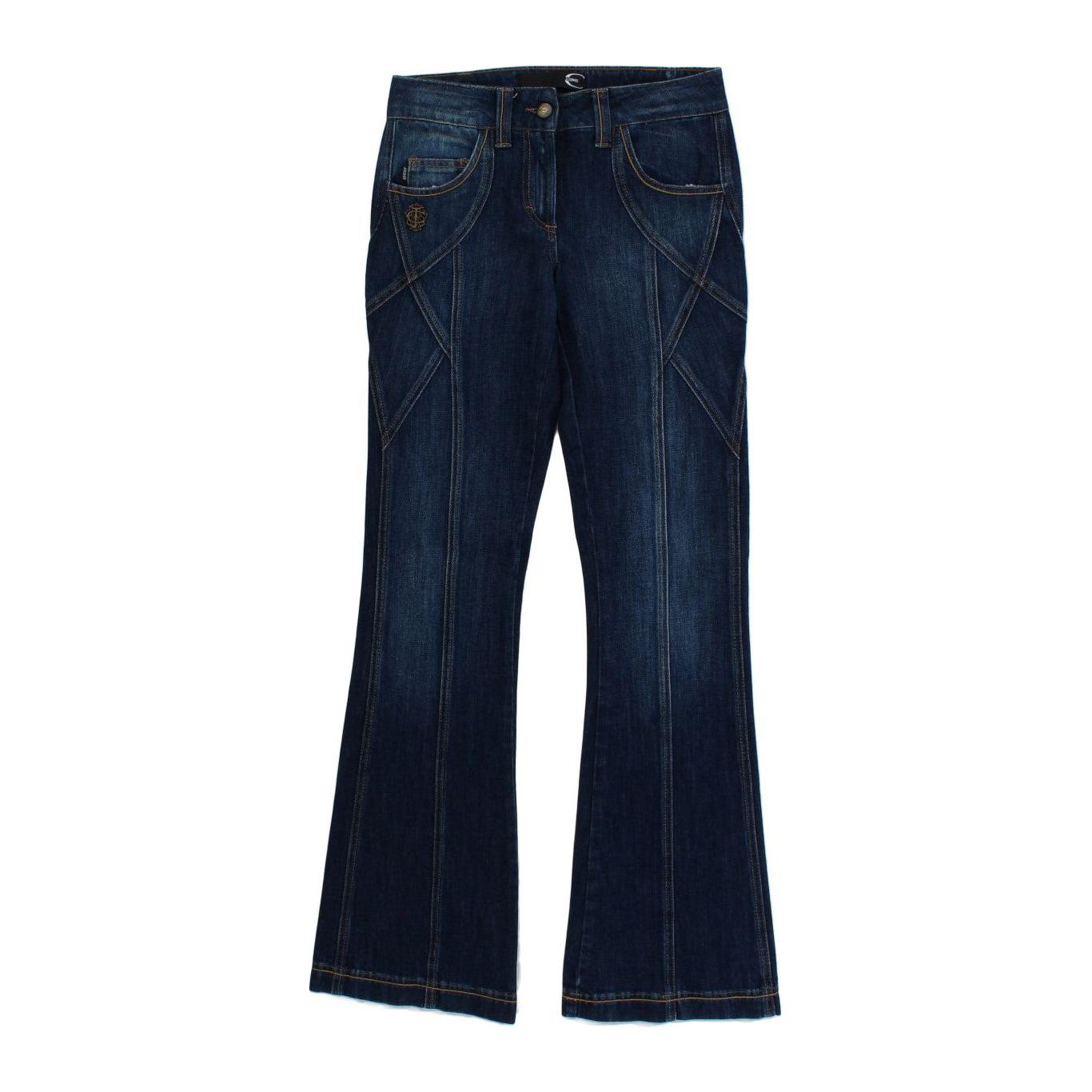Cavalli Blue Cotton Stretch Low Waist Jeans