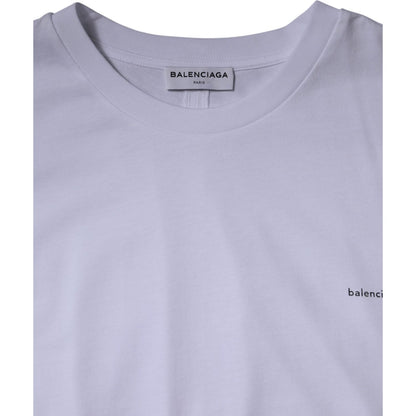 Balenciaga White Logo Cotton Crew Neck Short Sleeves T-shirt